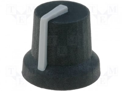 Копче за потенциометър K87MBR-B6MGRY Копче с индикатор гума пластмаса Oос 6mm O16,8x14,5mm черен